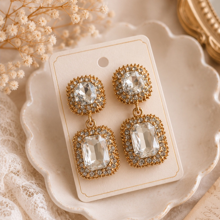 گوشواره نگین دار مجلسی طرح زارا زنانه