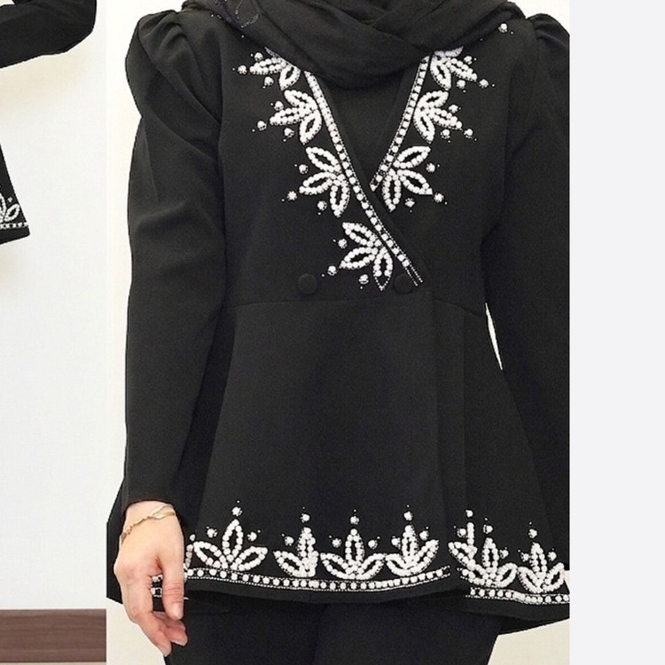 کت مجلسی جلو بسته سایز بزرگ مرواریدی