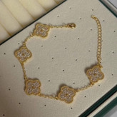دستبند ونکلیف طلایی فول نگین زنانه