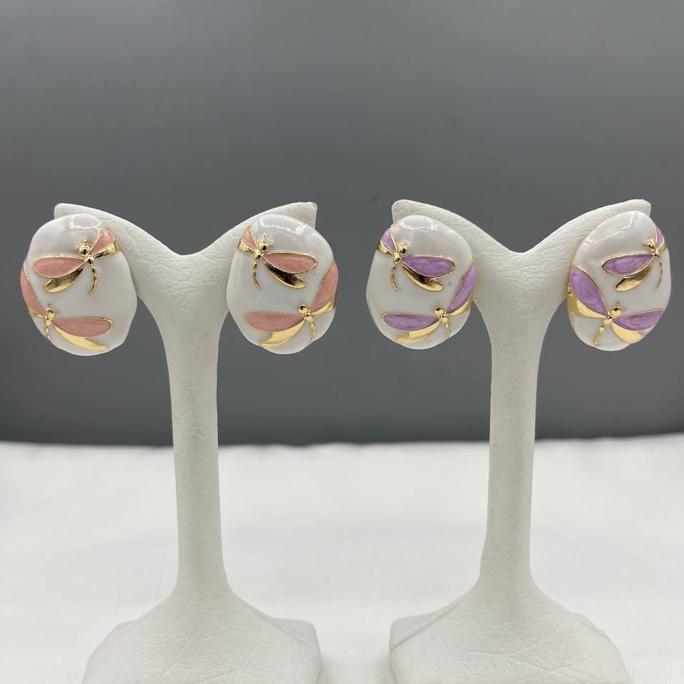 گوشواره میناکاری طرح دار بدون حساسیت