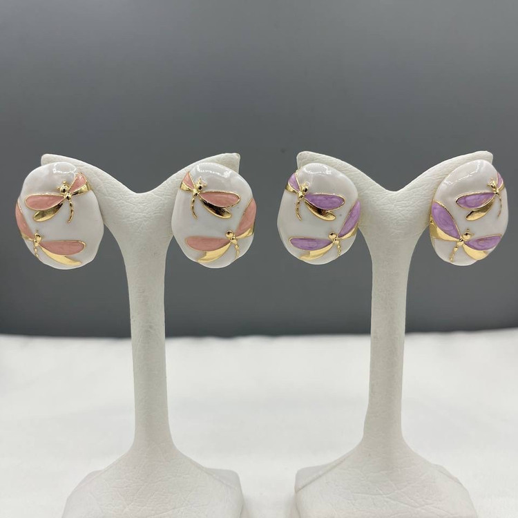 گوشواره میناکاری طرح دار بدون حساسیت
