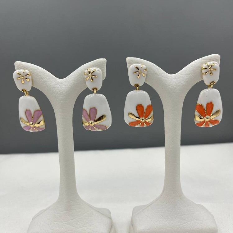 گوشواره میناکاری طرح دار بدون حساسیت