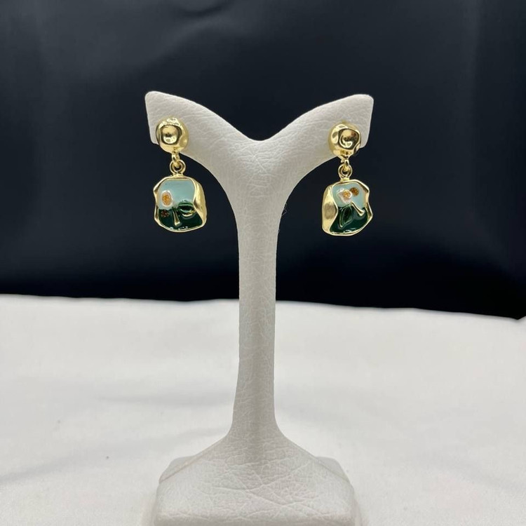 گوشواره میناکاری مروارید دار رنگی