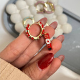 گوشواره میناکاری طرح گل دار حلقه ای