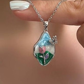 گردنبند مینا رنگی استیل دخترانه زنانه