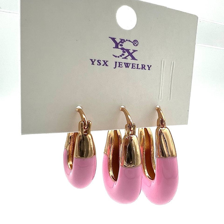 گوشواره رنگی میناکاری طرح اشکی جنس ysx