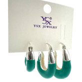 گوشواره رنگی میناکاری طرح اشکی جنس ysx