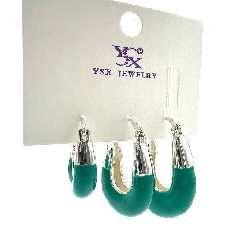 گوشواره رنگی میناکاری طرح اشکی جنس ysx