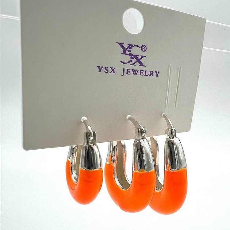 گوشواره رنگی میناکاری طرح اشکی جنس ysx