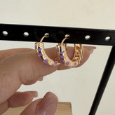 گوشواره میناکاری طرح گل نقطه ای زنانه