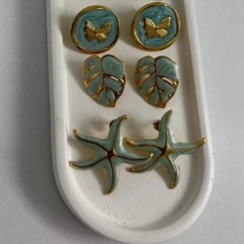 گوشواره برگ انجیر میناکاری زنانه