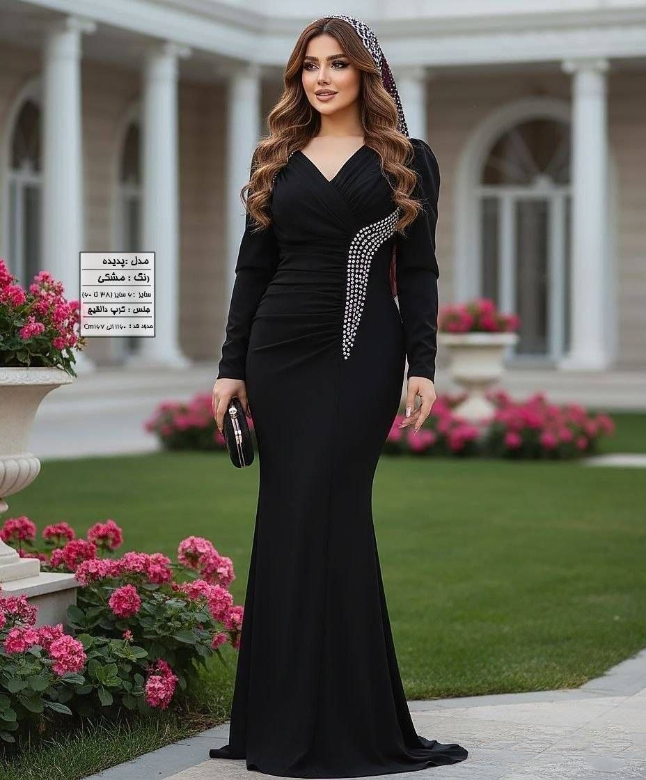پیراهن مجلسی نگین دار سایز بزرگ زنانه