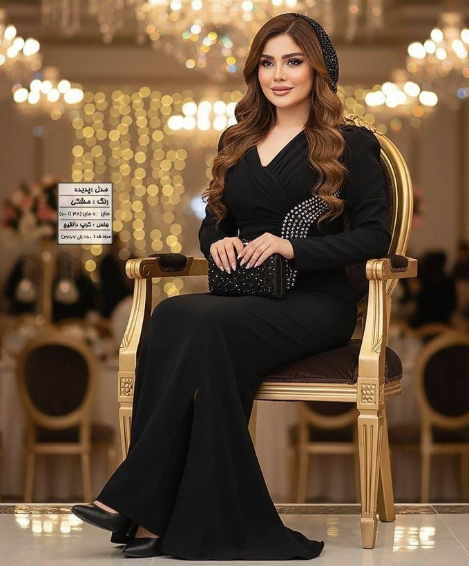 پیراهن مجلسی نگین دار سایز بزرگ زنانه
