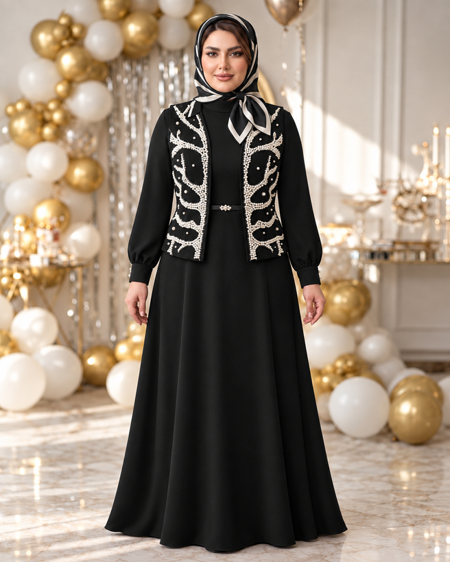 جلیقه یا وست مروارید دوزی زنانه مجلسی سایزبزرگ